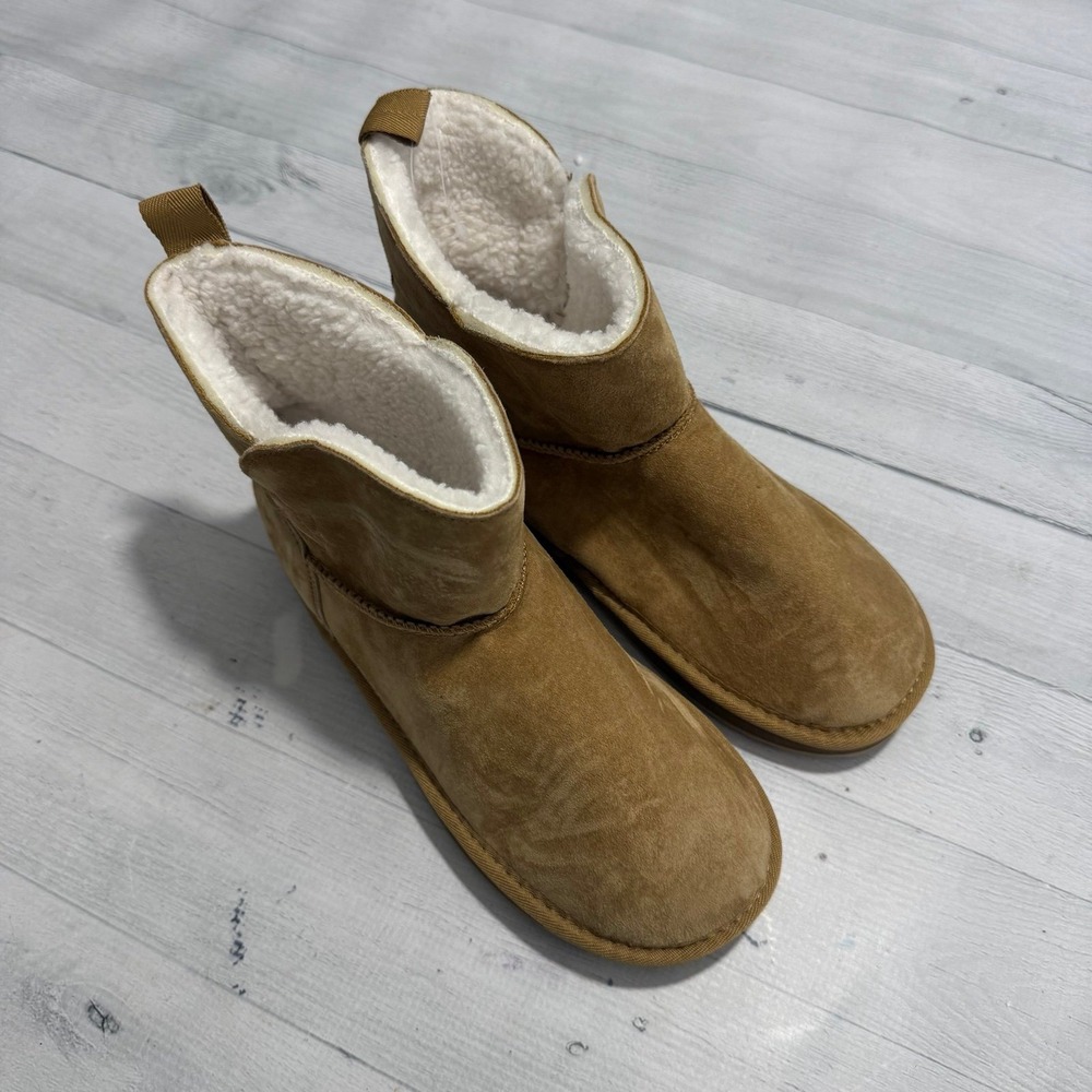 Lands' End Women's Lined Suede Indoor Outdoor Boots tan size 7 NEW